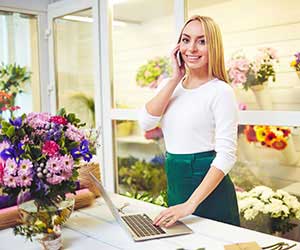 Woman working at flower shop